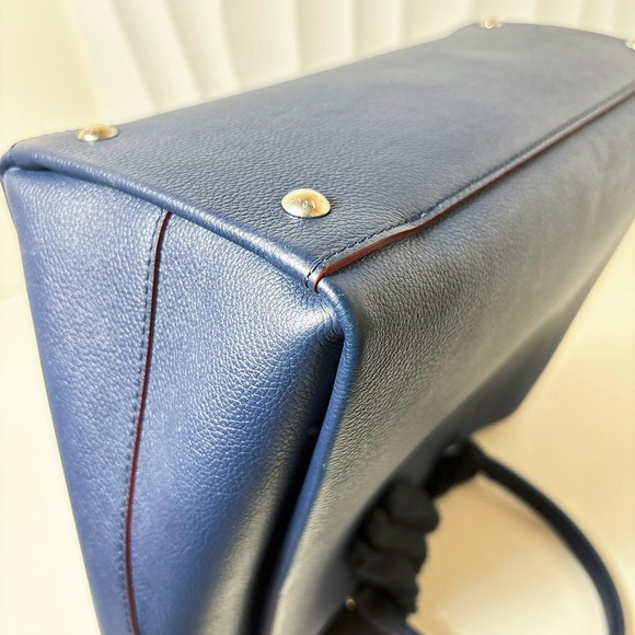 Louis Vuitton Navy Leather Lock Me Tote Bag with Red Accents - Picture 15 of 16